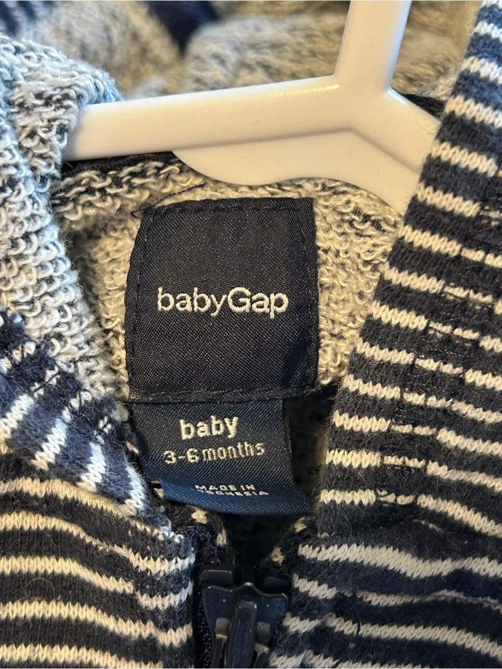 Baby Gap Striped Baby Hoodie Jacket - Navy & White
